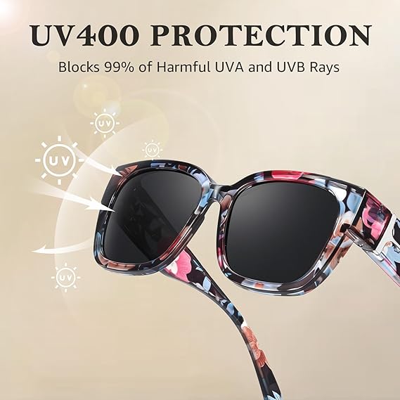 🕶️ Polarizirane sunčane naočale za žene – UV400 zaštita, cvjetni okvir, nošenje preko dioptrijskih naočala-HR
