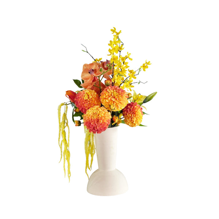 Pom Pom Orchid Tulip Dahlia Mix in Off White Ceramic