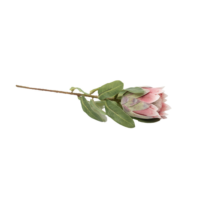 Protea Bud Green Pink Silk Flower Stem - 48cm