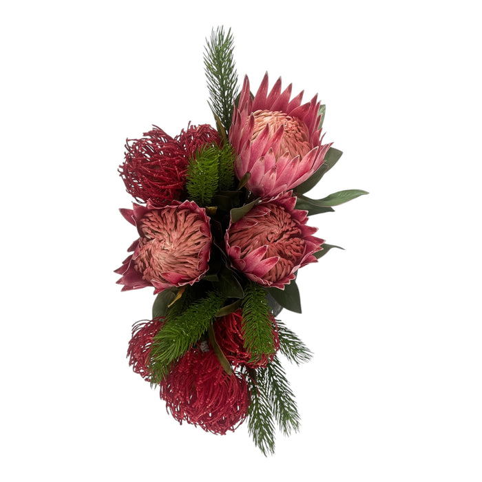 Protea Pink and Pincushion Arrangement in Decorative Planter