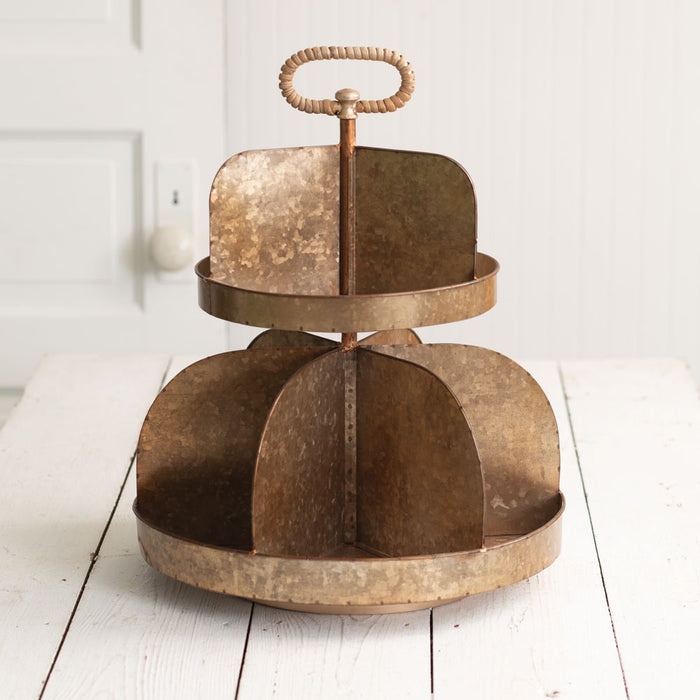 Revolving Divided Two-Tier Tray