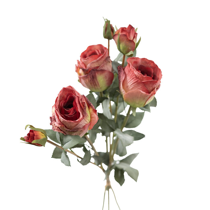 Rose 3 Bundle Antique Red Silk Flower - 65cm