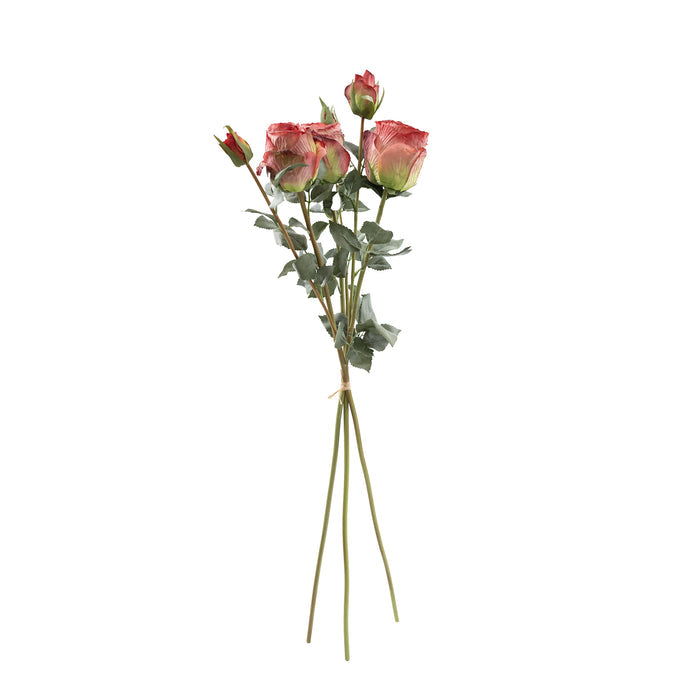 Rose 3 Bundle Antique Red Silk Flower - 65cm