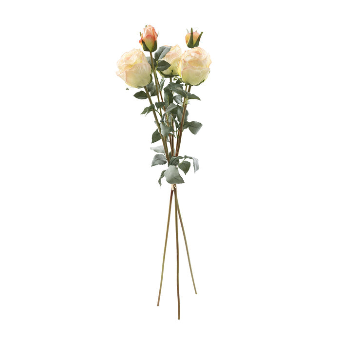 Rose 3 Bundle Beige Peach Silk Flower - 65cm