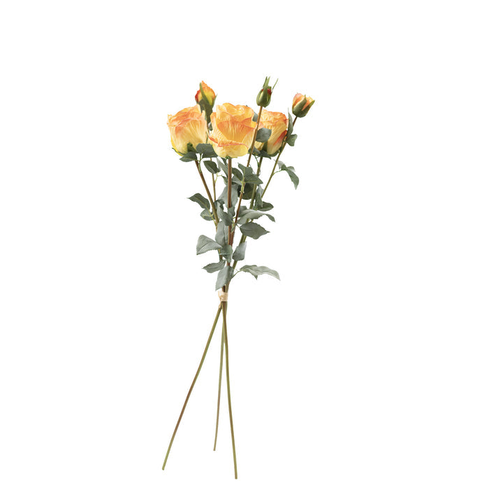 Rose 3 Bundle Yellow Orange Flower Stem - 65cm