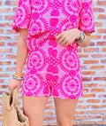 Rose Embroidery Scallop Shorts