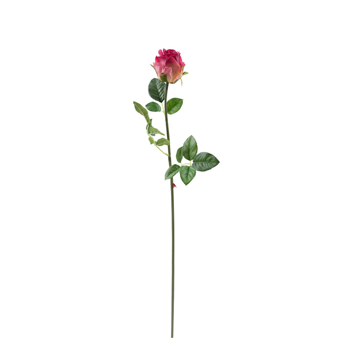Rose Pink White Semi Open Stem - 65cm