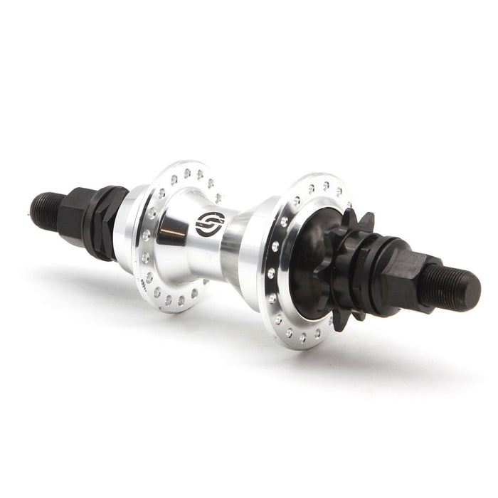A tough Salt Curse Salt Rear Hub with a black rim, featuring a 9t driver.