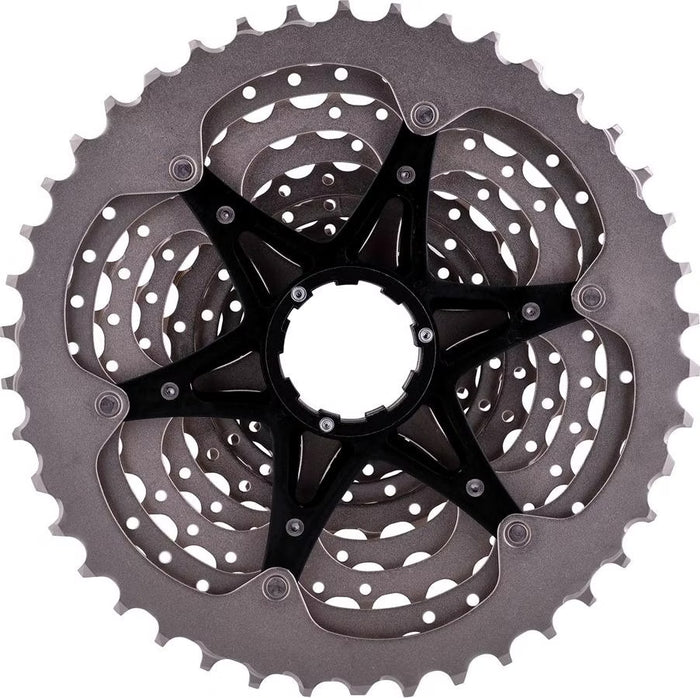 Close-up of Shimano Deore M4100 10 S bicycle gear cassette