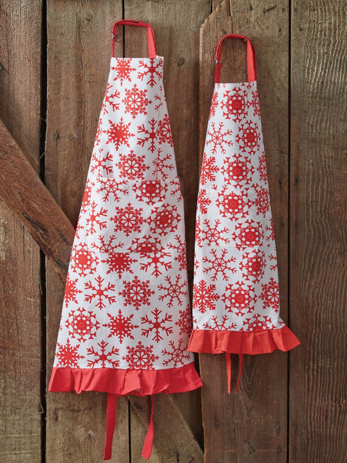 Snowflakes Adult and Child Apron Set