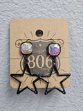 Star on cushion cut post earrings blab