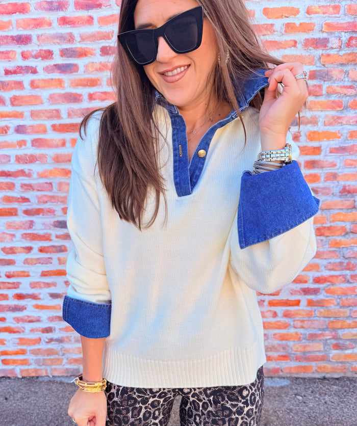 Sweater Collared Denim