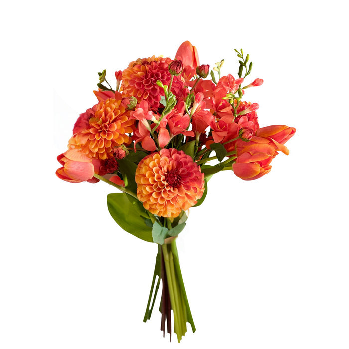 Tied Bunch Orange Dahlia Tulip Freezia