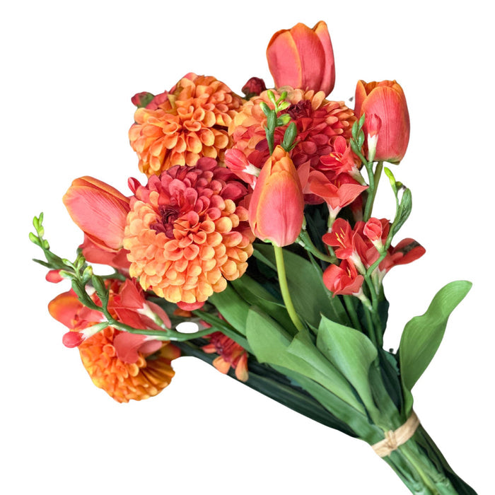 Tied Bunch Orange Dahlia Tulip Freezia