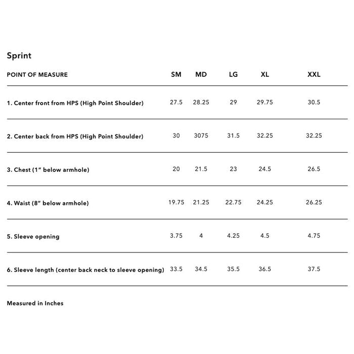 A table showing the measurements of a woman's body for TLD Sprint Jersey Icon Fire Orange gear.