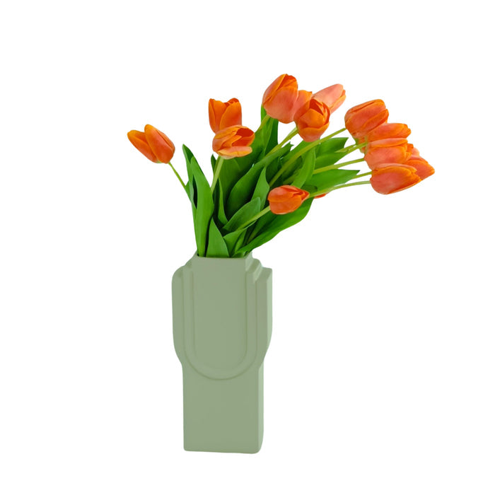 Tulips Orange in Medium Ceramic Vase