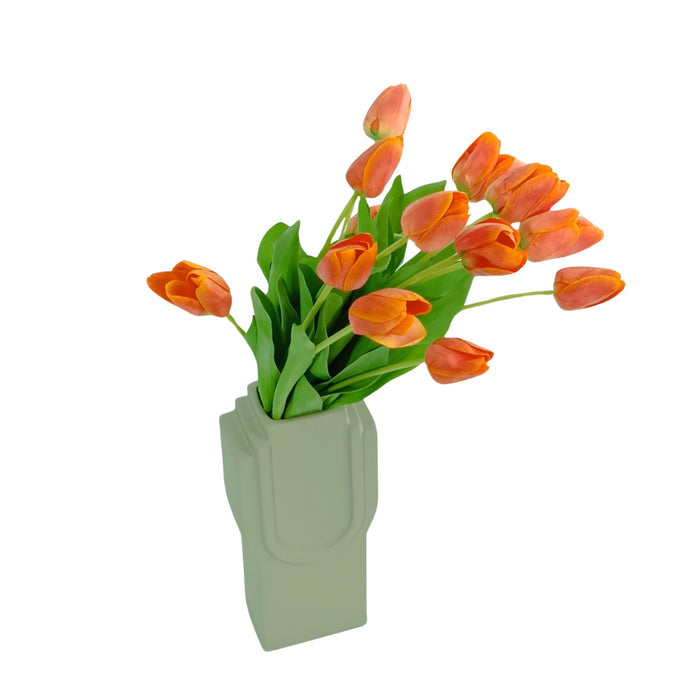 Tulips Orange in Medium Ceramic Vase