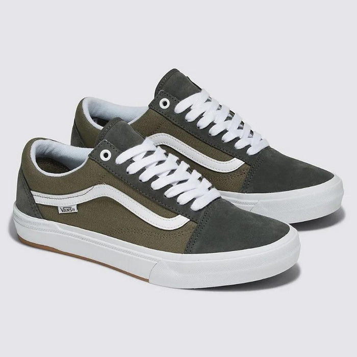 Vans BMX Old Skool Shoes - Unexplored in olive and white.