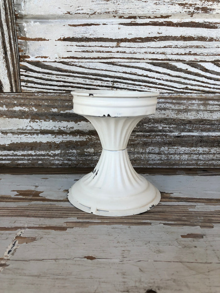 White Enamel Candlestick Set