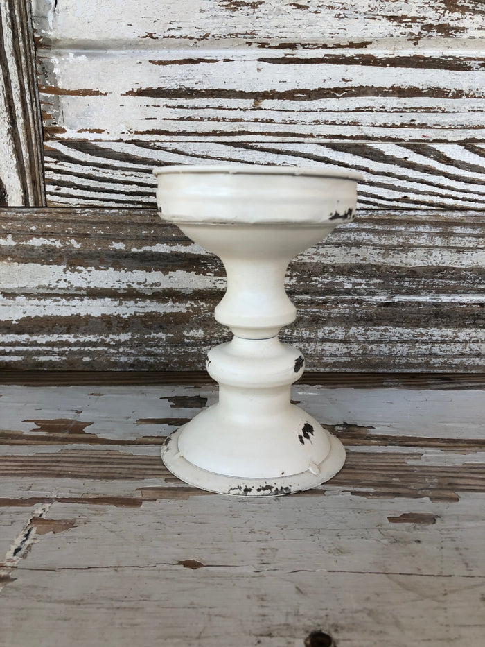 White Enamel Candlestick Set