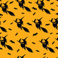 Witch Cat Flight Allover - Yellow Cotton Fabric