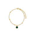 Women's Stainless Steel 18K Gold-Plated Anklet – Emerald Pendant, Dainty – Meiva anklet
