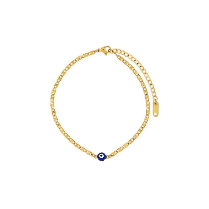 Women's Stainless Steel 18K Gold-Plated Anklet – Greek Eye – Meiva anklet
