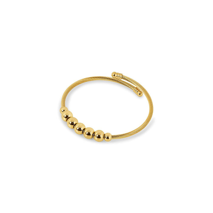 Women's Stainless Steel 18K Gold-Plated Bracelet – Bangle Adjustable Anti-Stress Sphere Cuff – Meiva bracelet