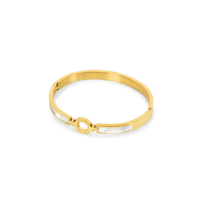 Women's Stainless Steel 18K Gold-Plated Bracelet – Bangle Aura Cuff, Dainty – Meiva bracelet