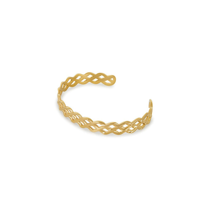 Women's Stainless Steel 18K Gold-Plated Bracelet – Bangle Blogger Cuff, Layered – Meiva bracelet