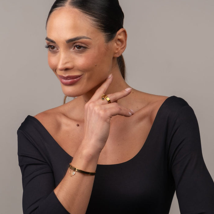 Women's Stainless Steel 18K Gold-Plated Bracelet – Bangle Charme Cuff, Dainty – Meiva bracelet view 4