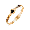 Women's Stainless Steel 18K Gold-Plated Bracelet – Bangle Hera Onyx Stone Cuff – Meiva bracelet