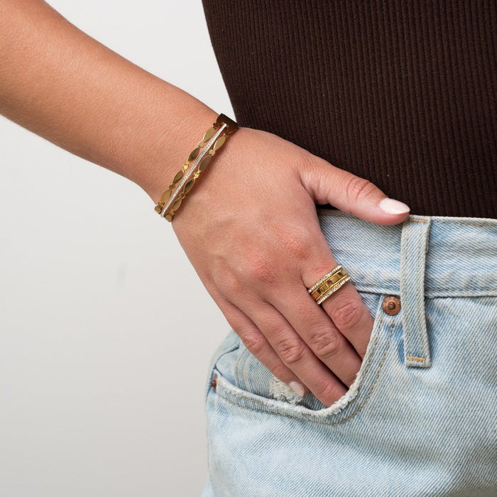 Women's Stainless Steel 18K Gold-Plated Bracelet – Bangle Madison, Layered – Meiva bracelet view 2