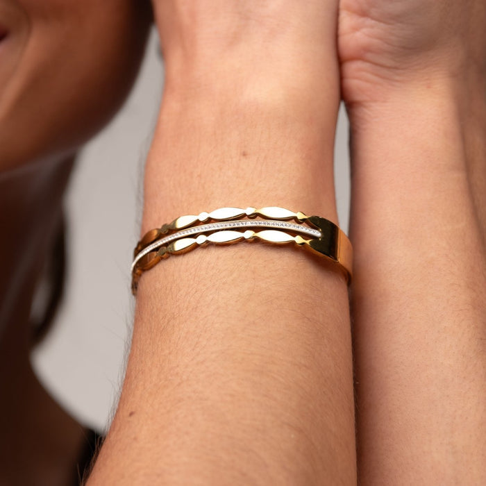 Women's Stainless Steel 18K Gold-Plated Bracelet – Bangle Madison, Layered – Meiva bracelet view 3