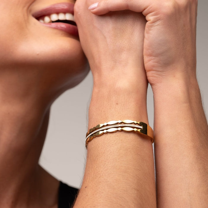 Women's Stainless Steel 18K Gold-Plated Bracelet – Bangle Madison, Layered – Meiva bracelet view 7