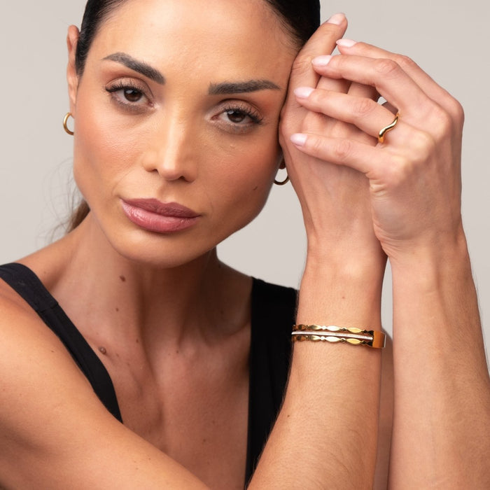 Women's Stainless Steel 18K Gold-Plated Bracelet – Bangle Madison, Layered – Meiva bracelet view 8