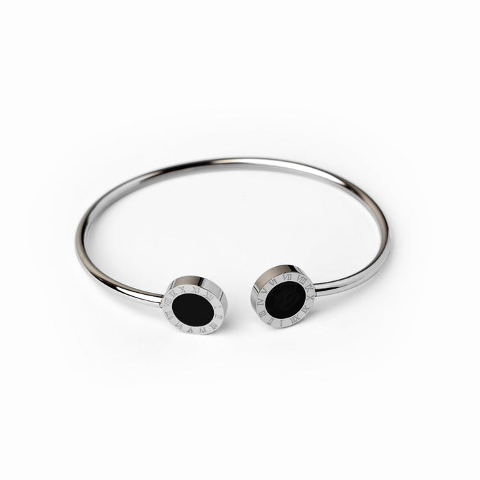Women's Stainless Steel 18K Gold-Plated Bracelet – Bangle Onyx Cuff Silver – Meiva bracelet
