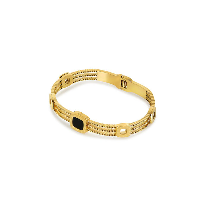 Women's Stainless Steel 18K Gold-Plated Bracelet – Bangle Onyx Summer Cuff – Meiva bracelet