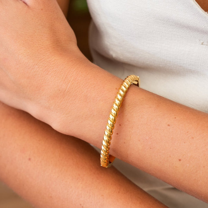 Women's Stainless Steel 18K Gold-Plated Bracelet – Bangle Pisa Cuff, Statement – Meiva bracelet view 2