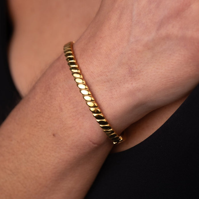 Women's Stainless Steel 18K Gold-Plated Bracelet – Bangle Pisa Cuff, Statement – Meiva bracelet view 5
