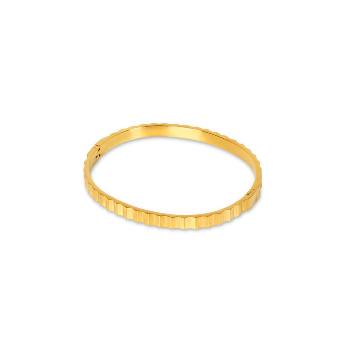 Women's Stainless Steel 18K Gold-Plated Bracelet – Bangle Ripple Cuff, Statement – Meiva bracelet