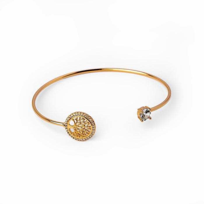 Women's Stainless Steel 18K Gold-Plated Bracelet – Bangle Tree of Life Cuff – Meiva bracelet