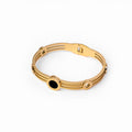 Women's Stainless Steel 18K Gold-Plated Bracelet – Bangle Triple Onyx Cuff, Statement – Meiva bracelet