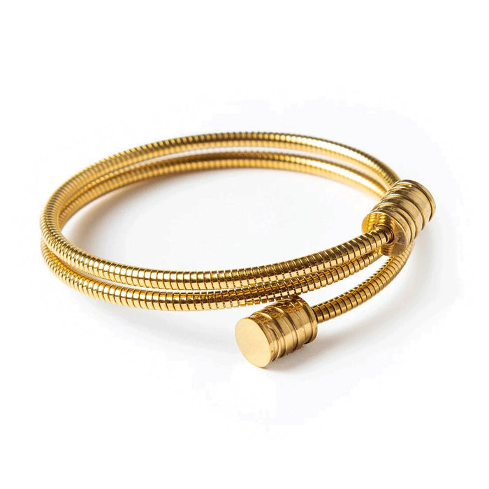 Women's Stainless Steel 18K Gold-Plated Bracelet – Bangle Triple Spiral Cuff, Layered – Meiva bracelet