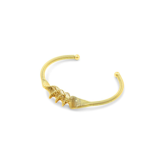 Women's Stainless Steel 18K Gold-Plated Bracelet – Bangle Wave Cuff – Meiva bracelet