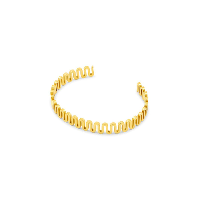 Women's Stainless Steel 18K Gold-Plated Bracelet – Bangle Zig Zag Cuff, Statement – Meiva bracelet