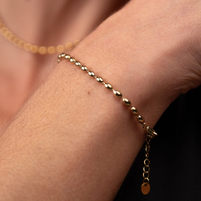 Women's Stainless Steel 18K Gold-Plated Bracelet – Bead Chain – Meiva bracelet view 3