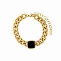 Women's Stainless Steel 18K Gold-Plated Bracelet – Chain with Onyx Pendant – Meiva bracelet