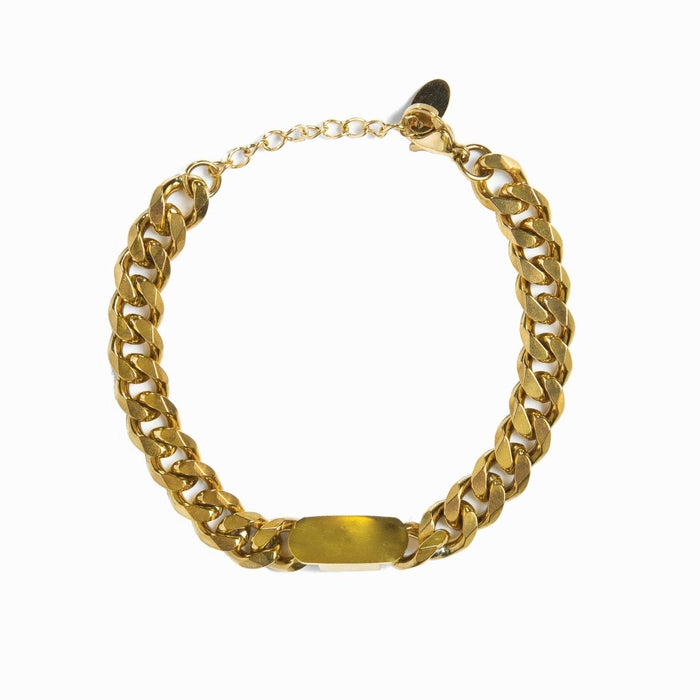 Women's Stainless Steel 18K Gold-Plated Bracelet – Chain with Rectangular Pendant, Layered – Meiva bracelet