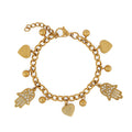 Women's Stainless Steel 18K Gold-Plated Bracelet – Link with Heart and Hamsa Charms – Meiva bracelet